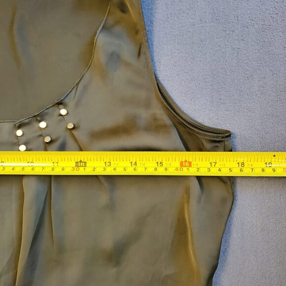 Anne Klein Women Olive Sleeveless Top Size XS Golden Flat Beads Stylish Feminine - Picture 8 of 10